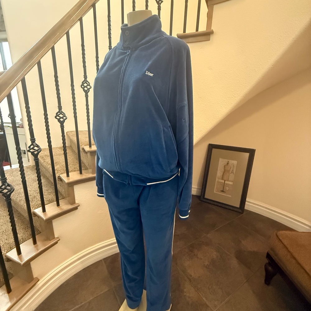 RARE Vintage Christian Dior Monsieur Blue Soft Velour Track Suit 80s-90’s - Picture 2 of 16